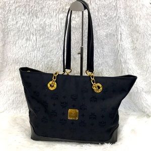 FIRM SALE  MCM VINTAGE SHOULDER BAG MONO TOTE NYLON/LEATHER